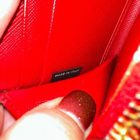 Prada Triangle Saffiano Leather Long Wallet Red W/ Certificate of Authenticity - Picture 11 of 14